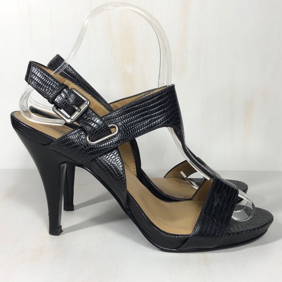 Nine West Black Strappy Heels Size 7.5 - Picture 1 of 6